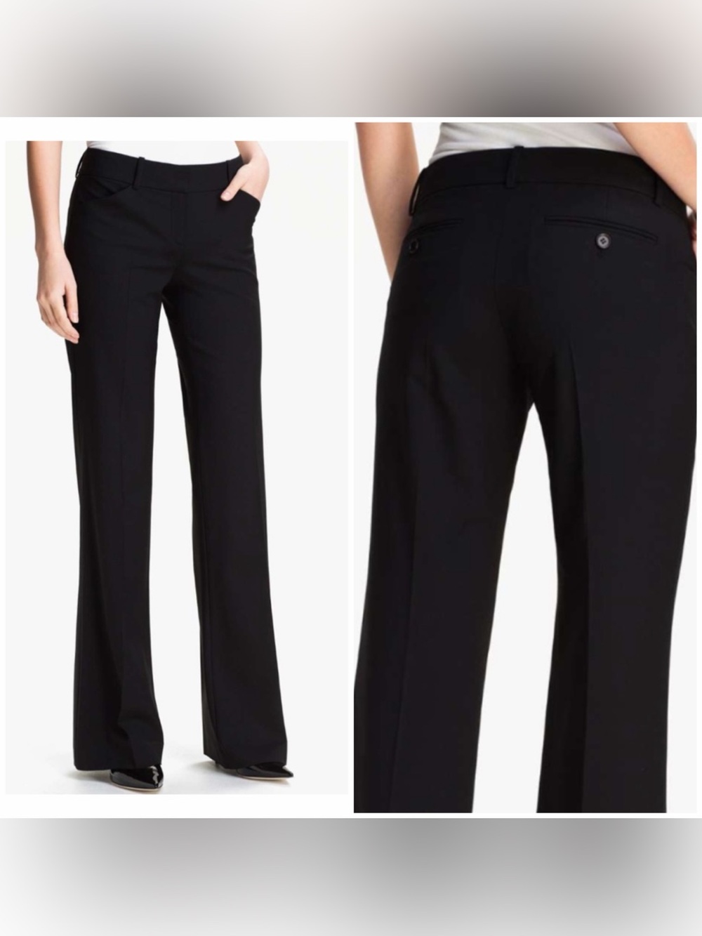 Theory Women's Max C Tailor Wool Blend Stretch Dress Pants Black Size 8